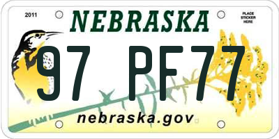 NE license plate 97PF77