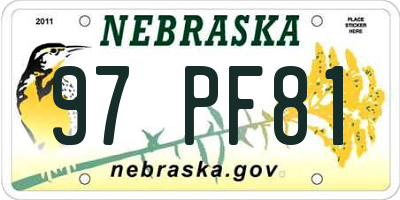 NE license plate 97PF81