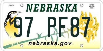 NE license plate 97PF87