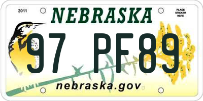 NE license plate 97PF89