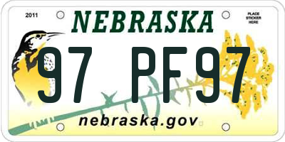 NE license plate 97PF97