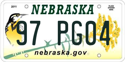 NE license plate 97PG04