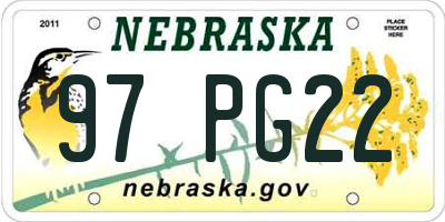 NE license plate 97PG22