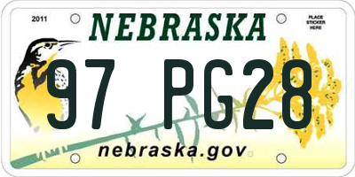 NE license plate 97PG28