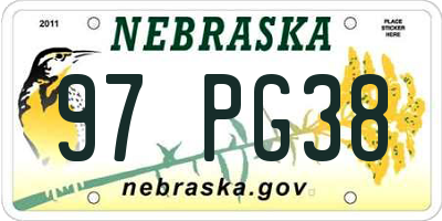 NE license plate 97PG38