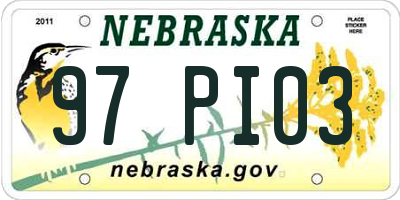 NE license plate 97PI03