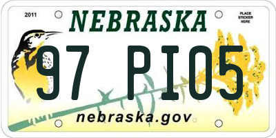 NE license plate 97PI05