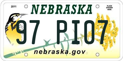 NE license plate 97PI07