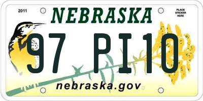 NE license plate 97PI10