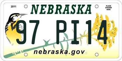NE license plate 97PI14