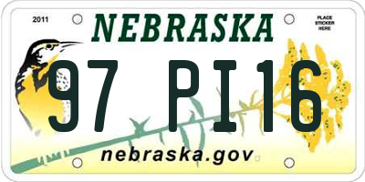 NE license plate 97PI16