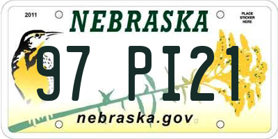 NE license plate 97PI21