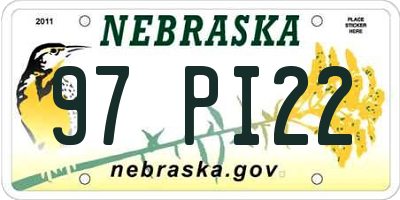 NE license plate 97PI22