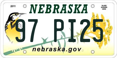 NE license plate 97PI25