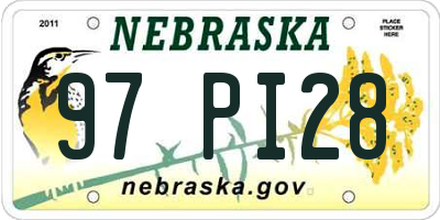 NE license plate 97PI28