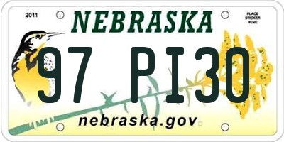 NE license plate 97PI30