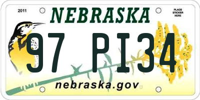 NE license plate 97PI34