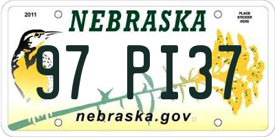 NE license plate 97PI37