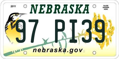 NE license plate 97PI39