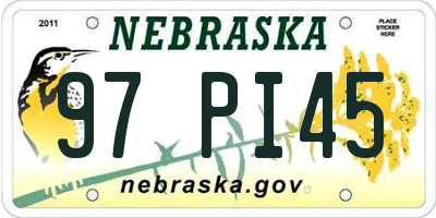 NE license plate 97PI45