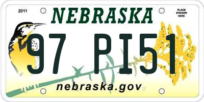 NE license plate 97PI51