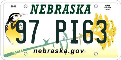 NE license plate 97PI63