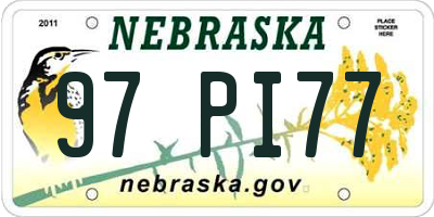 NE license plate 97PI77