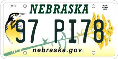 NE license plate 97PI78