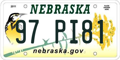NE license plate 97PI81
