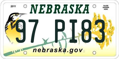 NE license plate 97PI83