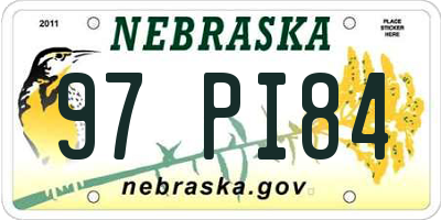 NE license plate 97PI84