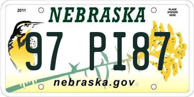 NE license plate 97PI87