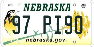 NE license plate 97PI90