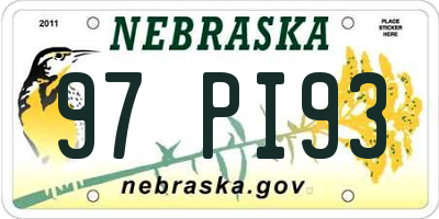NE license plate 97PI93