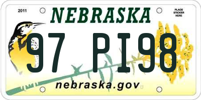 NE license plate 97PI98