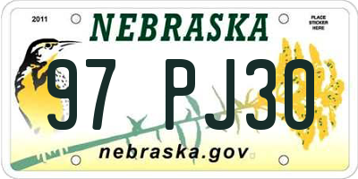 NE license plate 97PJ30