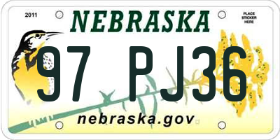 NE license plate 97PJ36
