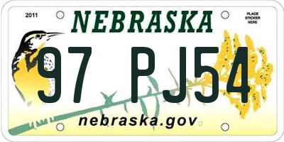 NE license plate 97PJ54