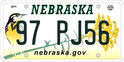 NE license plate 97PJ56