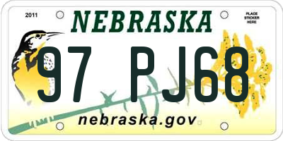 NE license plate 97PJ68