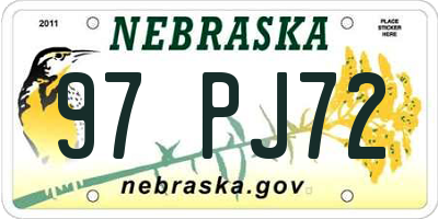 NE license plate 97PJ72