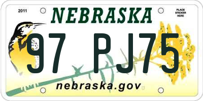 NE license plate 97PJ75