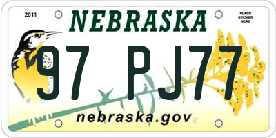 NE license plate 97PJ77