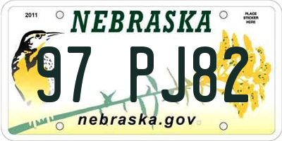 NE license plate 97PJ82