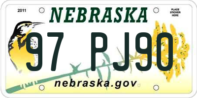NE license plate 97PJ90