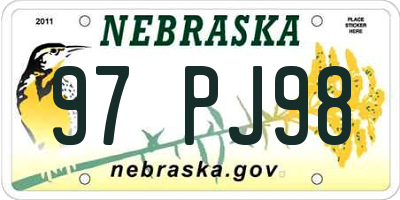 NE license plate 97PJ98
