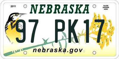 NE license plate 97PK17