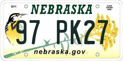 NE license plate 97PK27