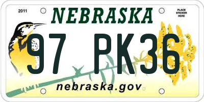 NE license plate 97PK36
