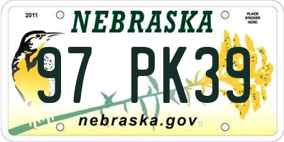 NE license plate 97PK39